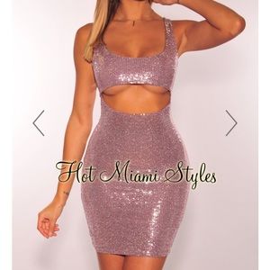 Hot Miami Styles Sequin Cut Out Dress